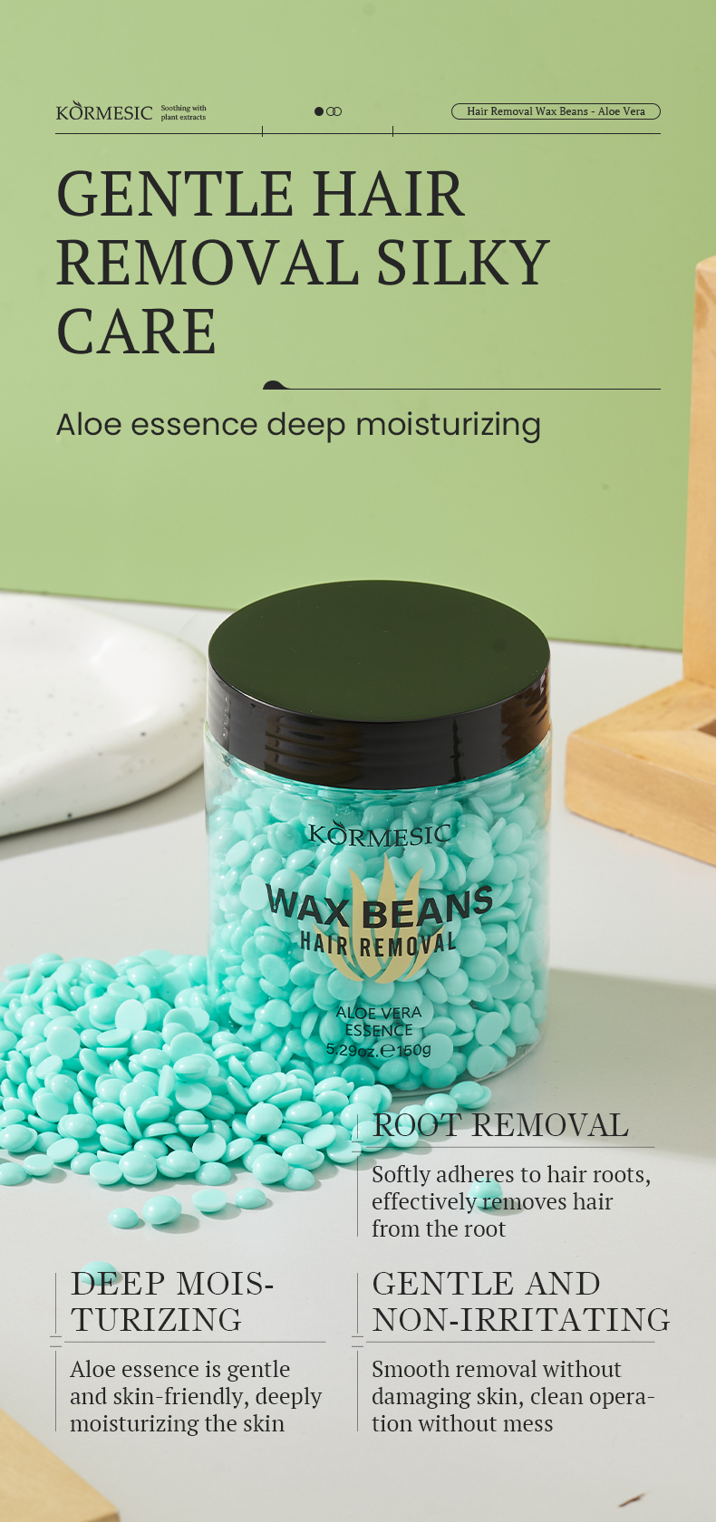 Aloe hair removal wax beans detail 3